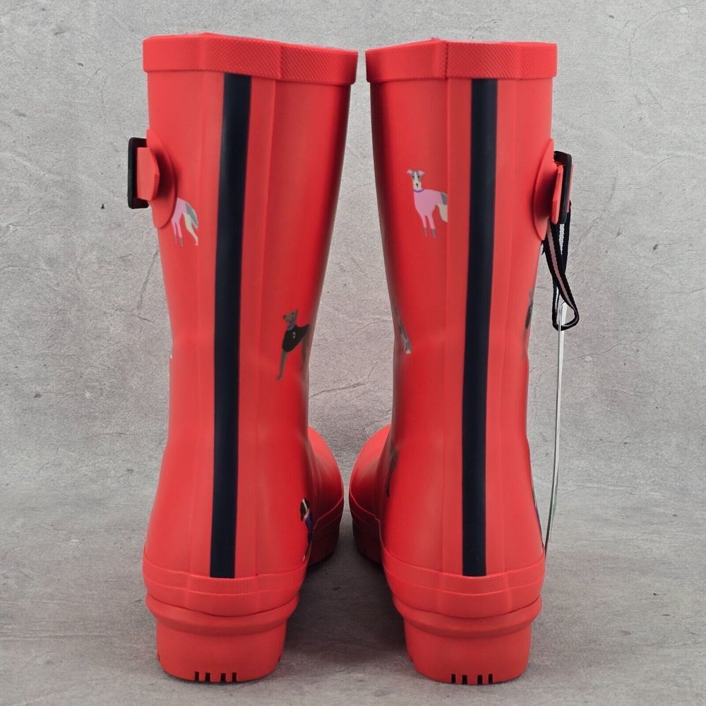 New Joules Rain Boots Mid Calf Molly Welly Print Hike Dogs Red Size US: 5 UK: 3 - Picture 4 of 12